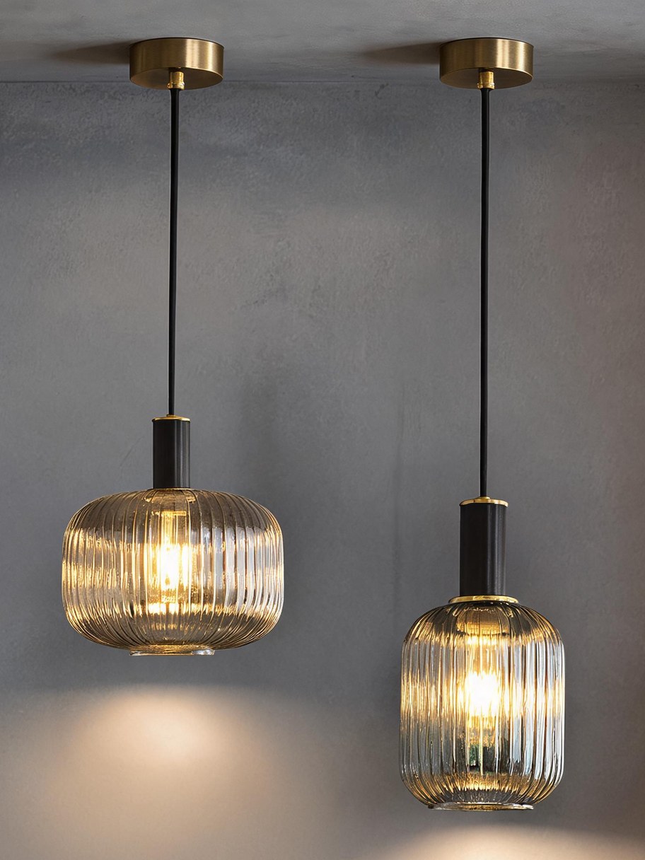 Alba Fluted Glass Pendant, view 5