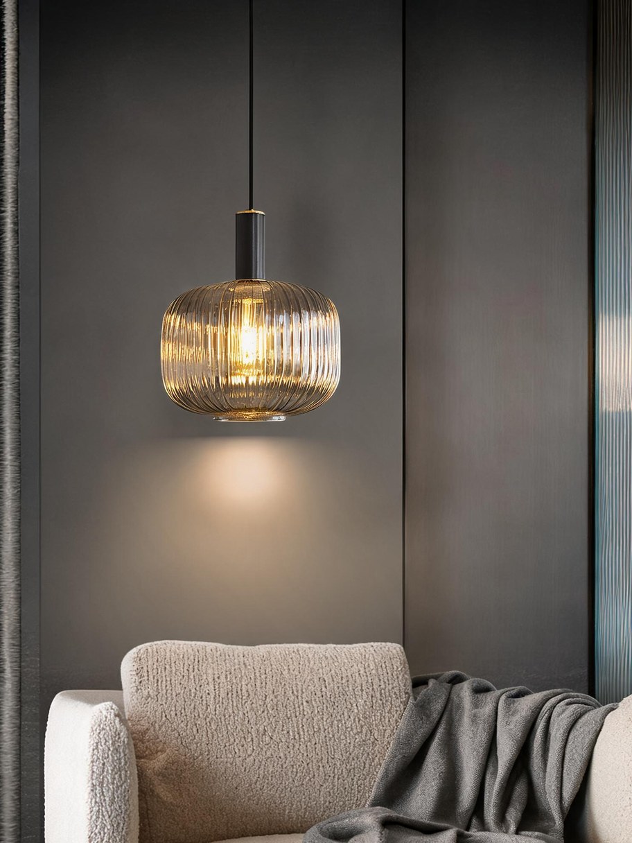 Alba Fluted Glass Pendant, view 6