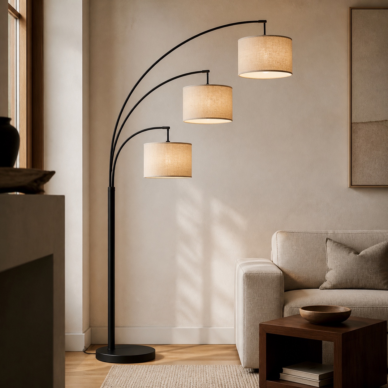 Aster Three-Arm Arc Floor Lamp