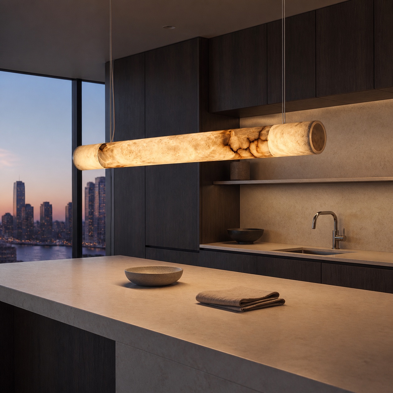 Aurelia Alabaster Linear Chandelier, view 3