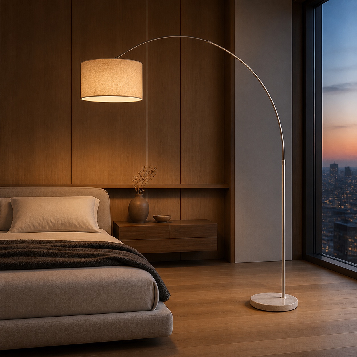 Elara Marble Arc Floor Lamp, view 3