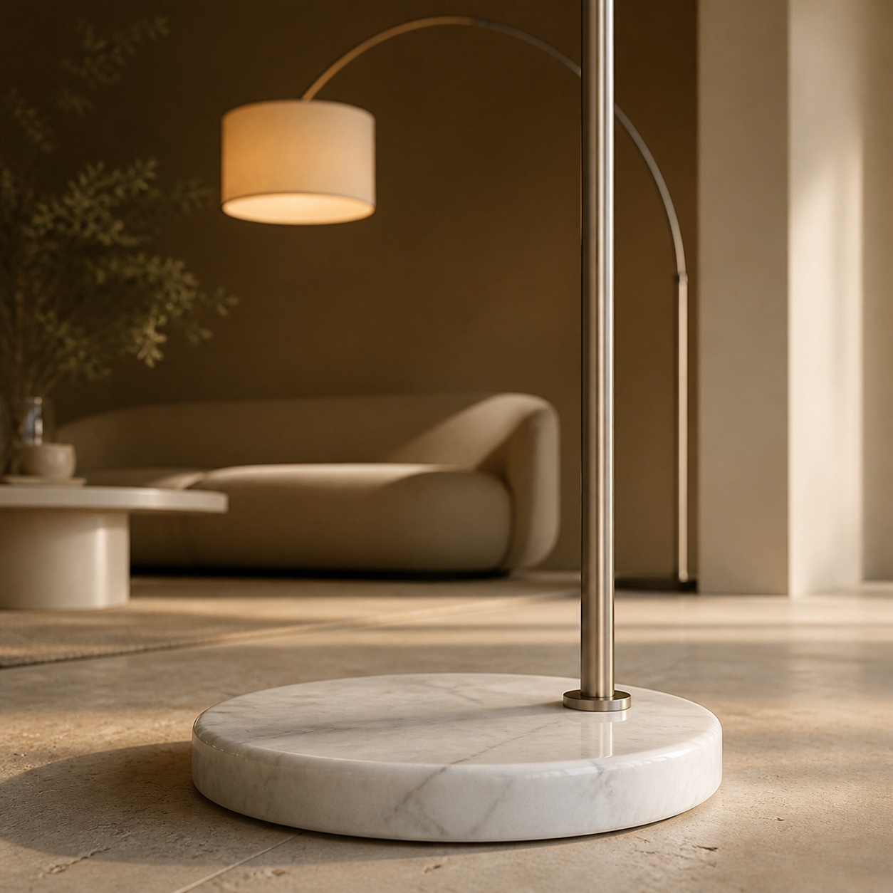 Elara Marble Arc Floor Lamp, view 6