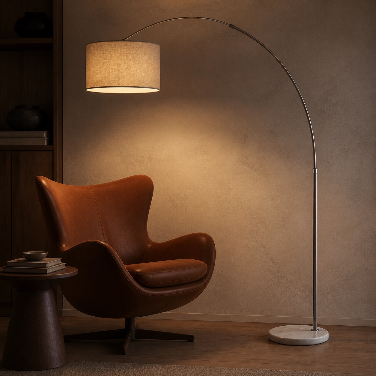 Elara Marble Arc Floor Lamp, view 4