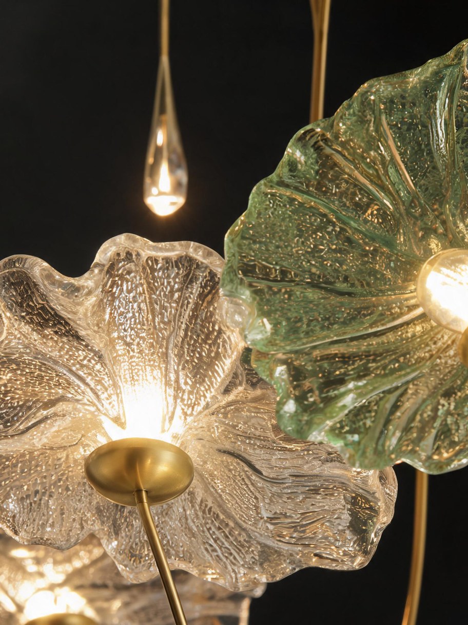 Flora Cascading Glass Chandelier detail