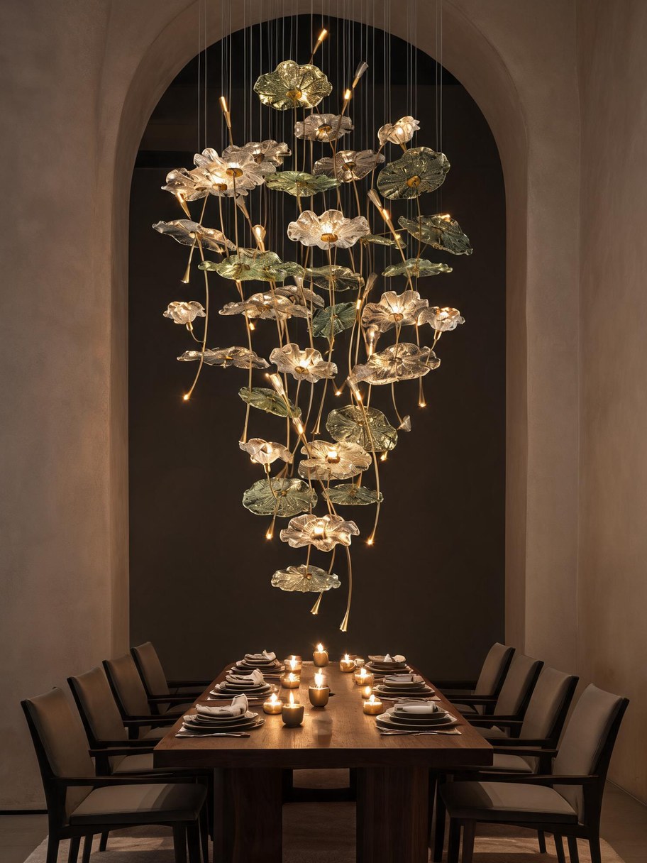 Flora Cascading Glass Chandelier, view 3