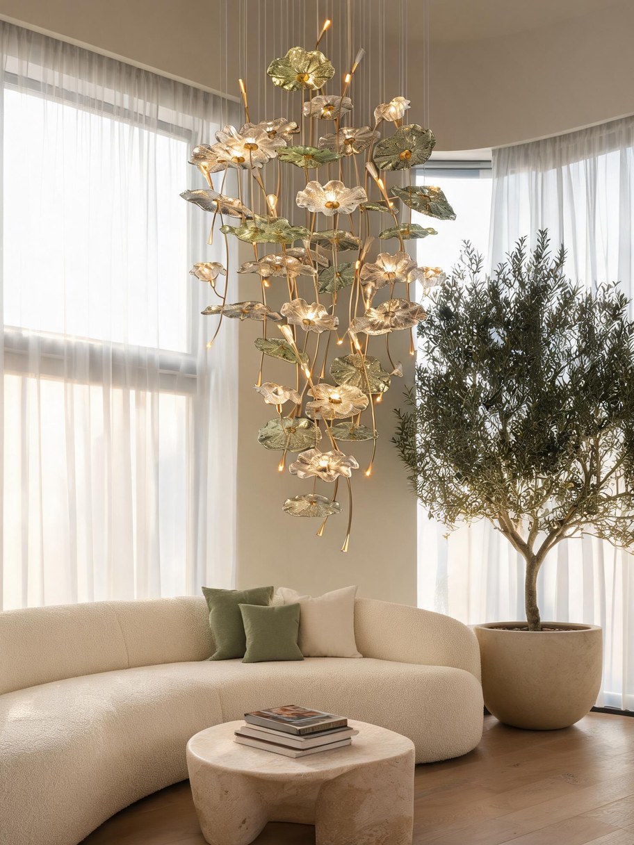 Flora Cascading Glass Chandelier, view 6