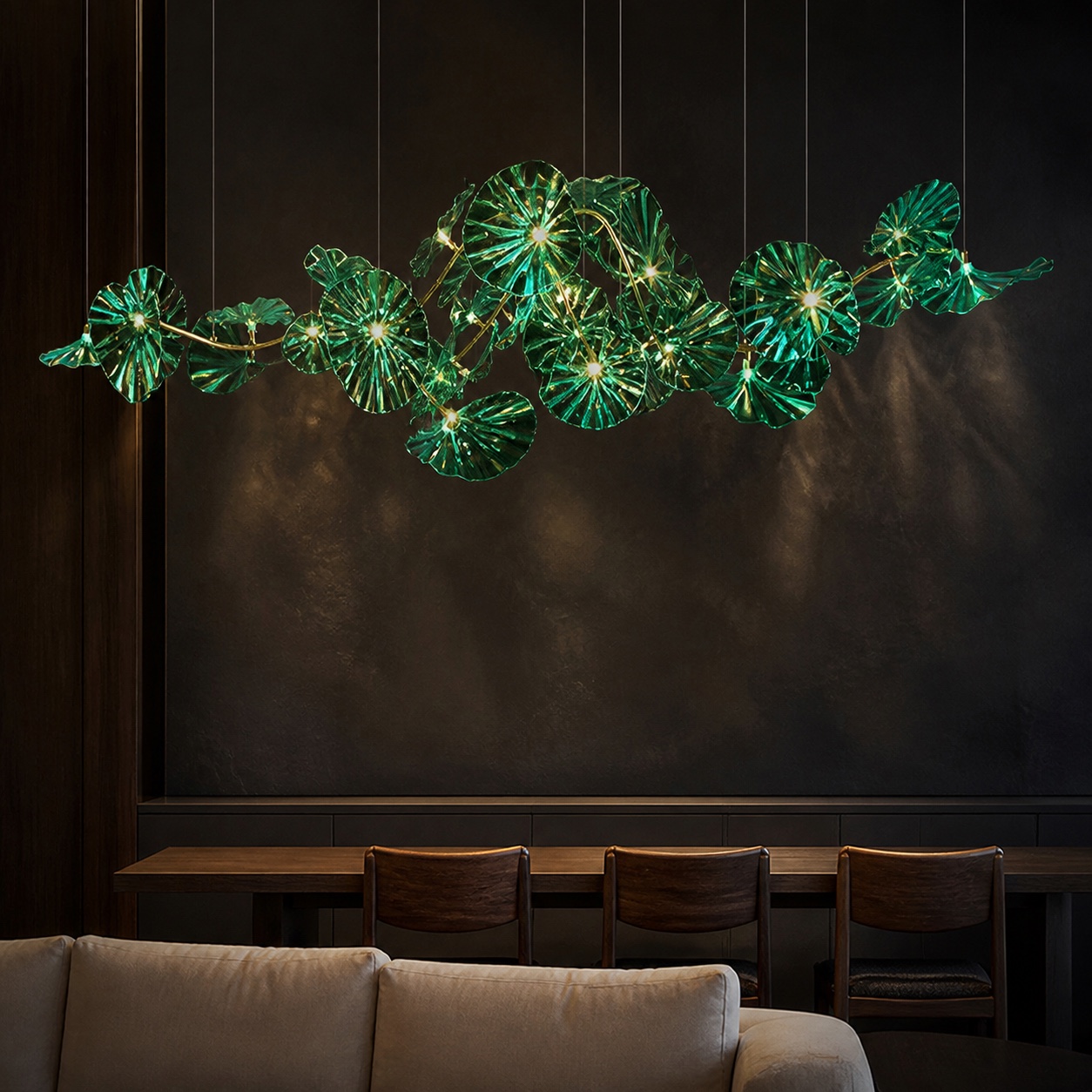 Verdelle Sculptural Glass Chandelier, view 5