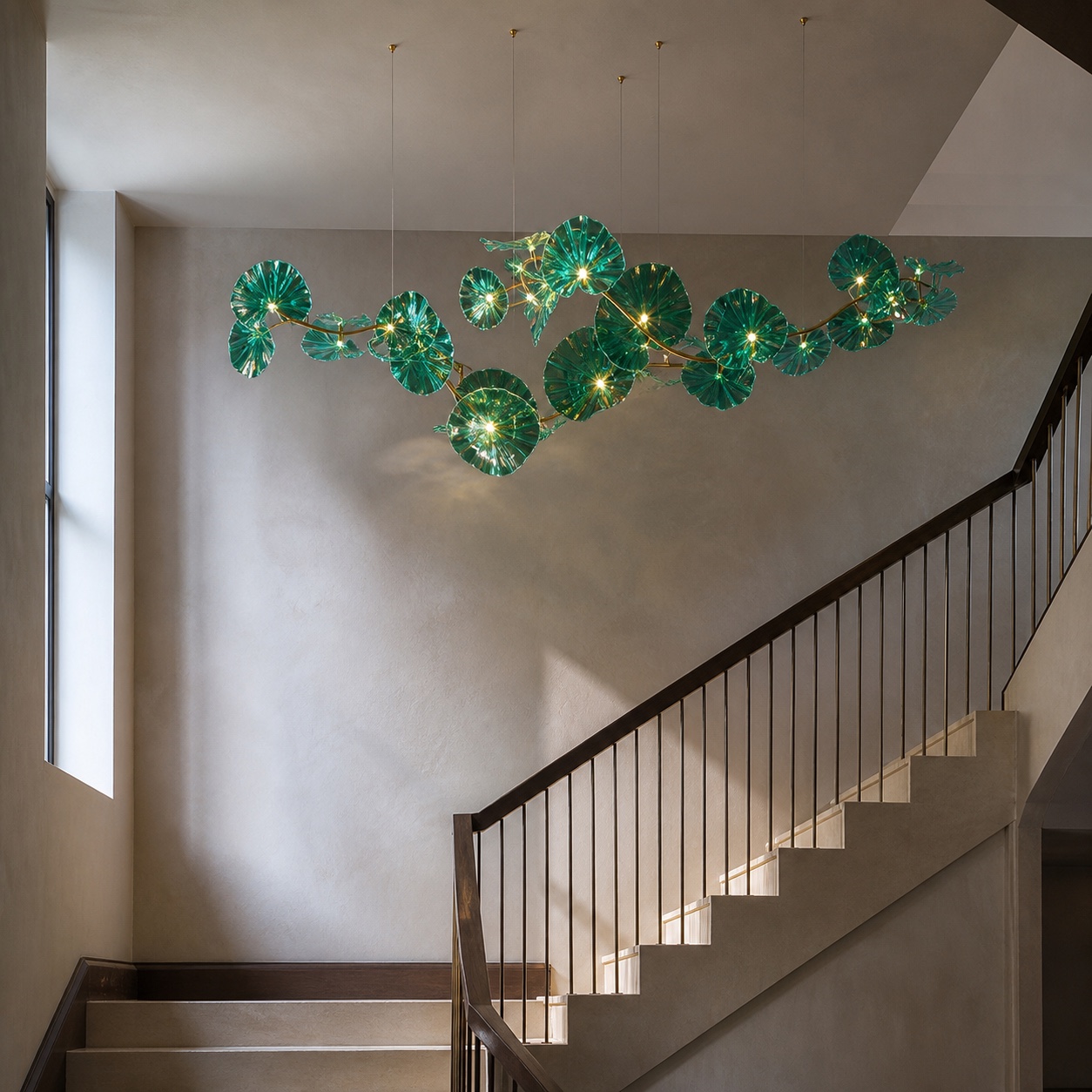Verdelle Sculptural Glass Chandelier, view 3